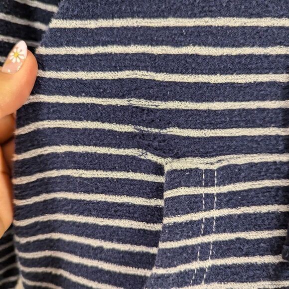 Juicy Couture Striped Hoodie Size M Navy White Pullover Kangaroo Pocket Casual - Picture 3 of 9